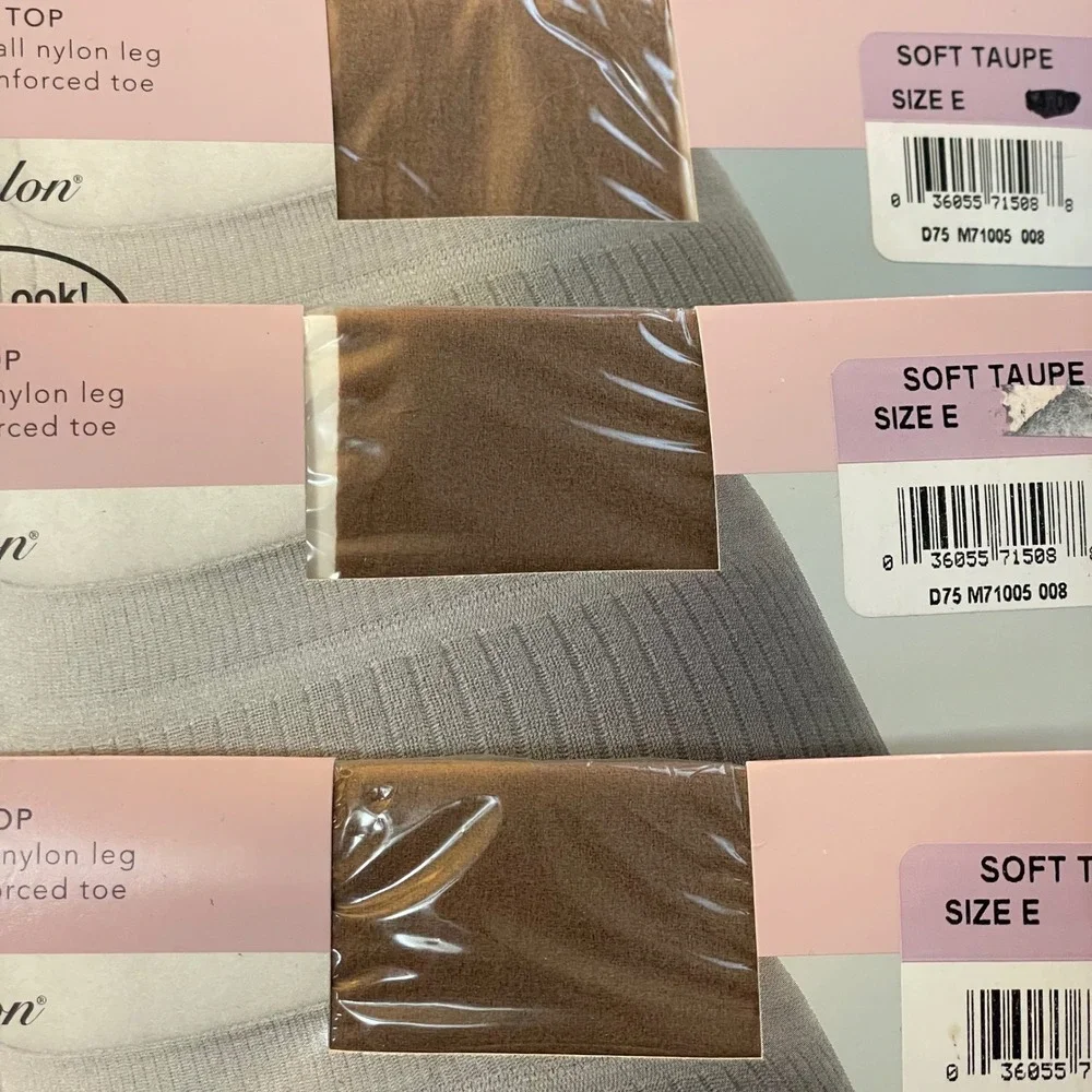 Hug Alon Nice Touch Daysheer Control Top Pantyhose Reinforce Toe Soft Taupe sz E